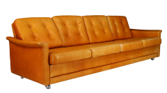 c1970 German cognac leather 4 seat sofa - 3112574