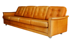 c1970 German cognac leather 4 seat sofa - 3112575