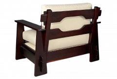 c1970 pair of Brazilian brutalist lounge chairs w tenon joints - 3714338