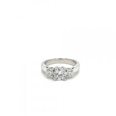 carat 3 Stone Round Cut Lab Grown Diamond CVD Engagement Ring - 3556681