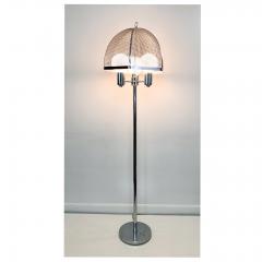 clover lamp company Chrome Floor Lamp with Chrome Cane Shade by the Clover Lamp Company 1960s - 1256158