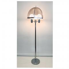 clover lamp company Chrome Floor Lamp with Chrome Cane Shade by the Clover Lamp Company 1960s - 1256158