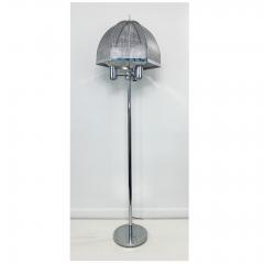 clover lamp company Chrome Floor Lamp with Chrome Cane Shade by the Clover Lamp Company 1960s - 1256166