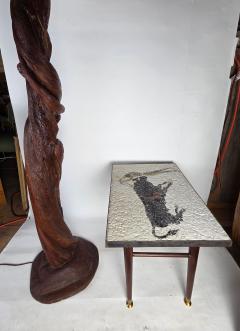 eduardo alvarado 1950s Eduardo Alvarado Mexican Mosaic Banderillero Rosewood Table Castillo Taxco - 4647640