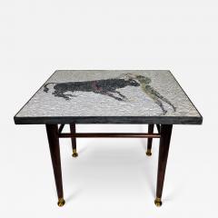 eduardo alvarado 1950s Eduardo Alvarado Mexican Mosaic Banderillero Rosewood Table Castillo Taxco - 4648338
