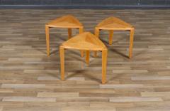 id Century Modern Triangular Oak Tri Leg Side Tables - 4126933