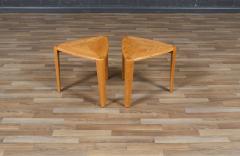 id Century Modern Triangular Oak Tri Leg Side Tables - 4126935
