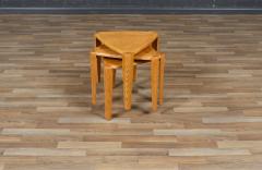 id Century Modern Triangular Oak Tri Leg Side Tables - 4126937