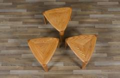 id Century Modern Triangular Oak Tri Leg Side Tables - 4126938