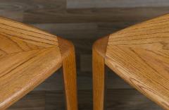 id Century Modern Triangular Oak Tri Leg Side Tables - 4126939