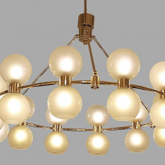 large Italian Crown Chandelier Brass Opaline Italy - 4427917