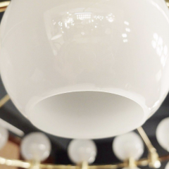 large Italian Crown Chandelier Brass Opaline Italy - 4427918