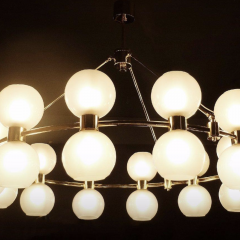 large Italian Crown Chandelier Brass Opaline Italy - 4427919