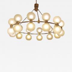 large Italian Crown Chandelier Brass Opaline Italy - 4427981
