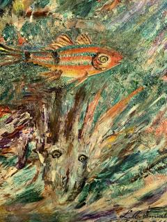 ludwik A Smialkowski MODERNIST LIFE IN THE SEA OIL ON BOARD PAINTING - 1033648
