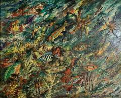 ludwik A Smialkowski MODERNIST LIFE IN THE SEA OIL ON BOARD PAINTING - 1034009