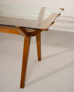 mid Century Italian Dining Table with Wood Inlay 1950 - 4494896