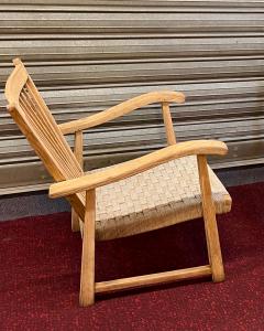 organic superb design pair of whitened oak lounge chairs - 2398900