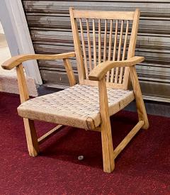 organic superb design pair of whitened oak lounge chairs - 2398902