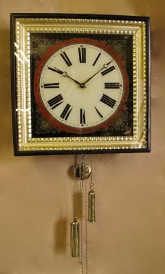 original Black forest Painted Glass Verre Eglomise Dial Wall Clock  - 3324579