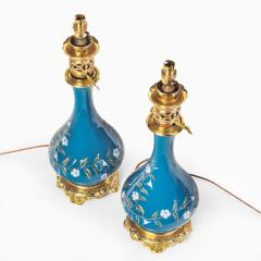 pair of French pate sur pate ceramic oil lamps - 2038607