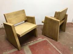 pair of rarest modernist French arm chairs in cerused oak - 1922186