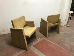 pair of rarest modernist French arm chairs in cerused oak - 1922189