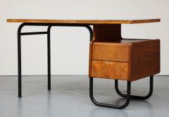 robert charroy Oak Steel and Laminate Desk by Robert Charroy for Mobilor France c 1955 - 3314846