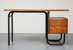 robert charroy Oak Steel and Laminate Desk by Robert Charroy for Mobilor France c 1955 - 3314847