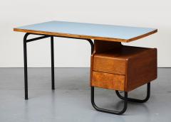 robert charroy Oak Steel and Laminate Desk by Robert Charroy for Mobilor France c 1955 - 3314848