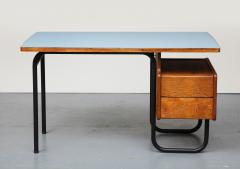 robert charroy Oak Steel and Laminate Desk by Robert Charroy for Mobilor France c 1955 - 3314849