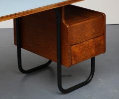 robert charroy Oak Steel and Laminate Desk by Robert Charroy for Mobilor France c 1955 - 3314851