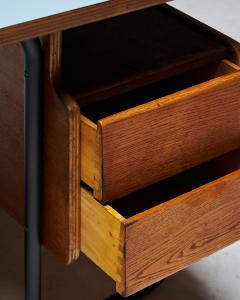 robert charroy Oak and Melamine Desk by Robert Charroy for Mobilor France c 1950 - 4759987