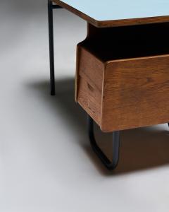 robert charroy Oak and Melamine Desk by Robert Charroy for Mobilor France c 1950 - 4759992