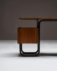 robert charroy Oak and Melamine Desk by Robert Charroy for Mobilor France c 1950 - 4760008