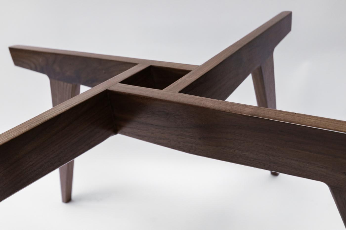 Adesso Studio Custom Walnut MidCentury Style Coffee Table with Glass Top