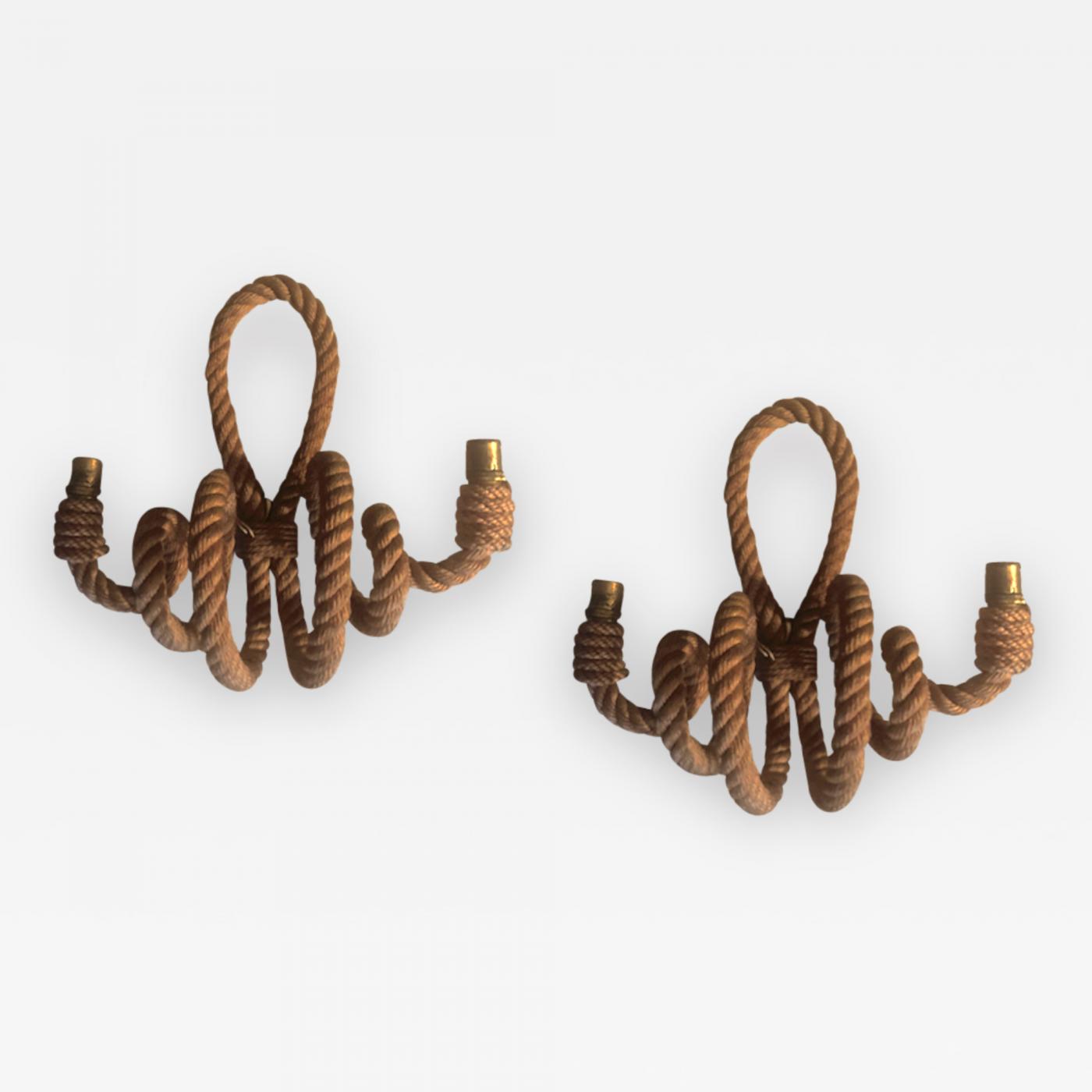 Vintage rope coat hook by Audoux Minet, France 1950