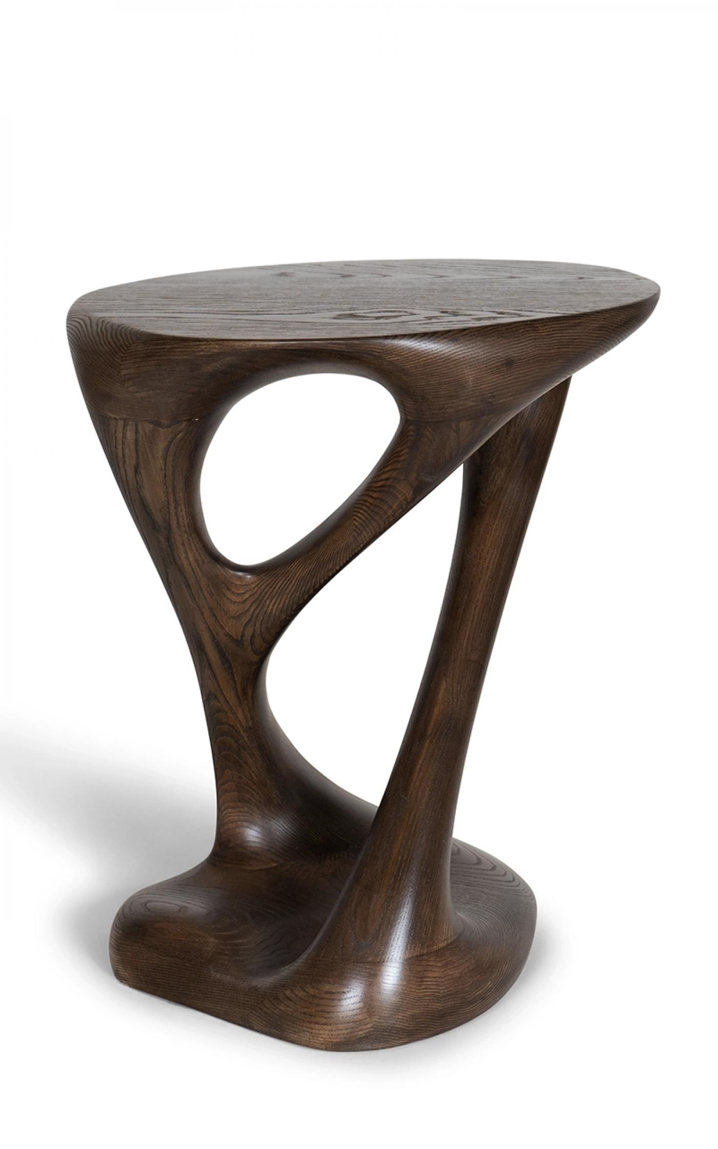Amorph - Sasha Side Table, Solid Ash wood Graphite Walnut stain by Amorph