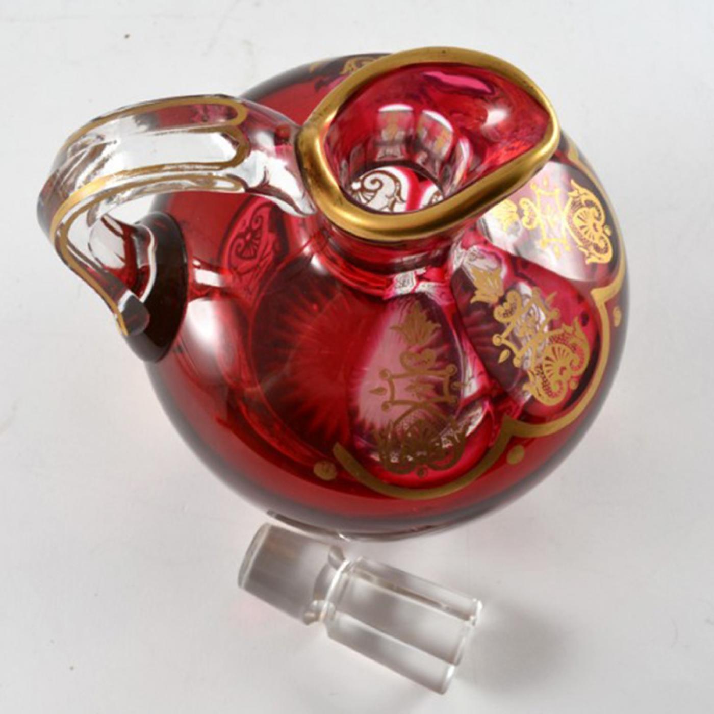 Baccarat Antique Baccarat Ruby Overlay Crystal Decanter Empire France