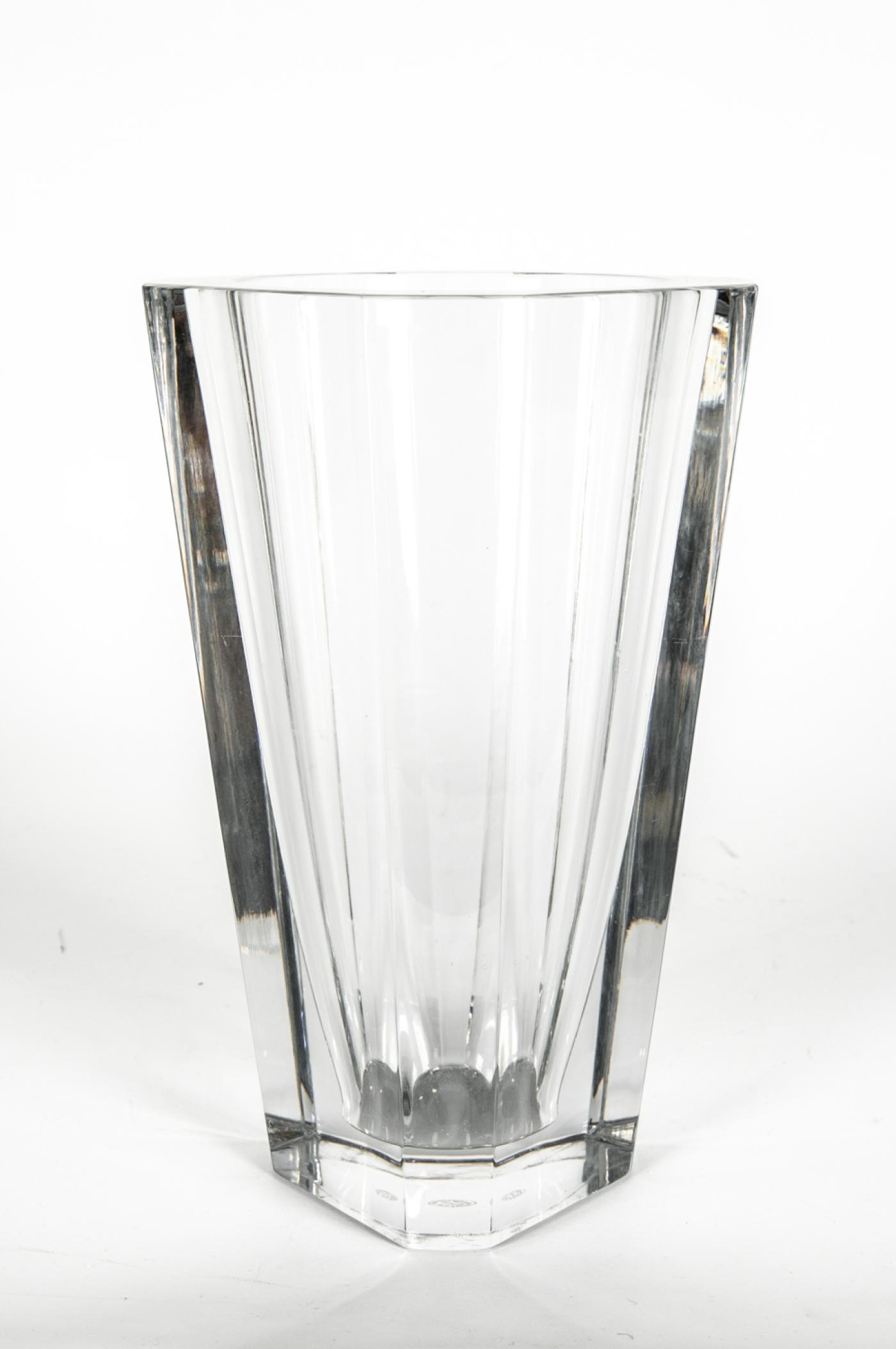 Baccarat Large Art Deco Baccarat Facet Cut Crystal Vase