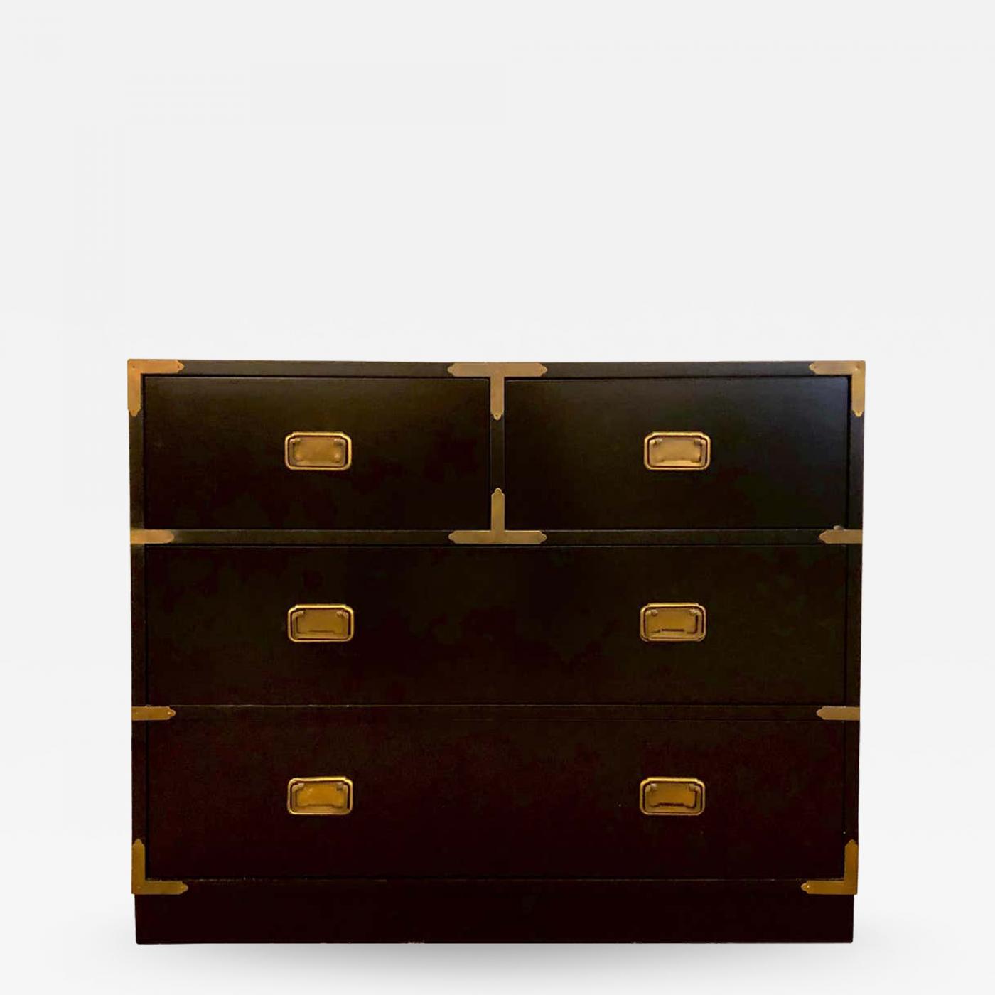 Baker Furniture Company Campaign Style Ebony Chest Dresser