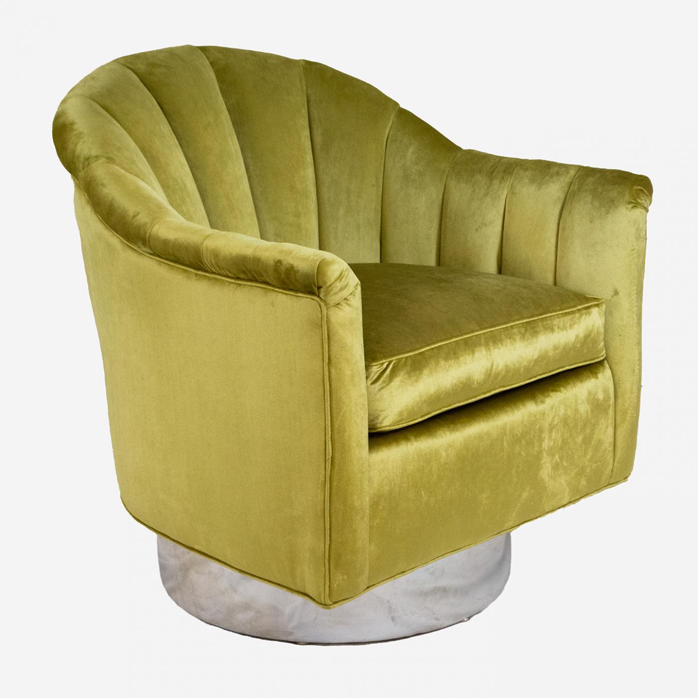 Baker Furniture Company Hollywood Regency Style Swivel Tub Chair by Baker