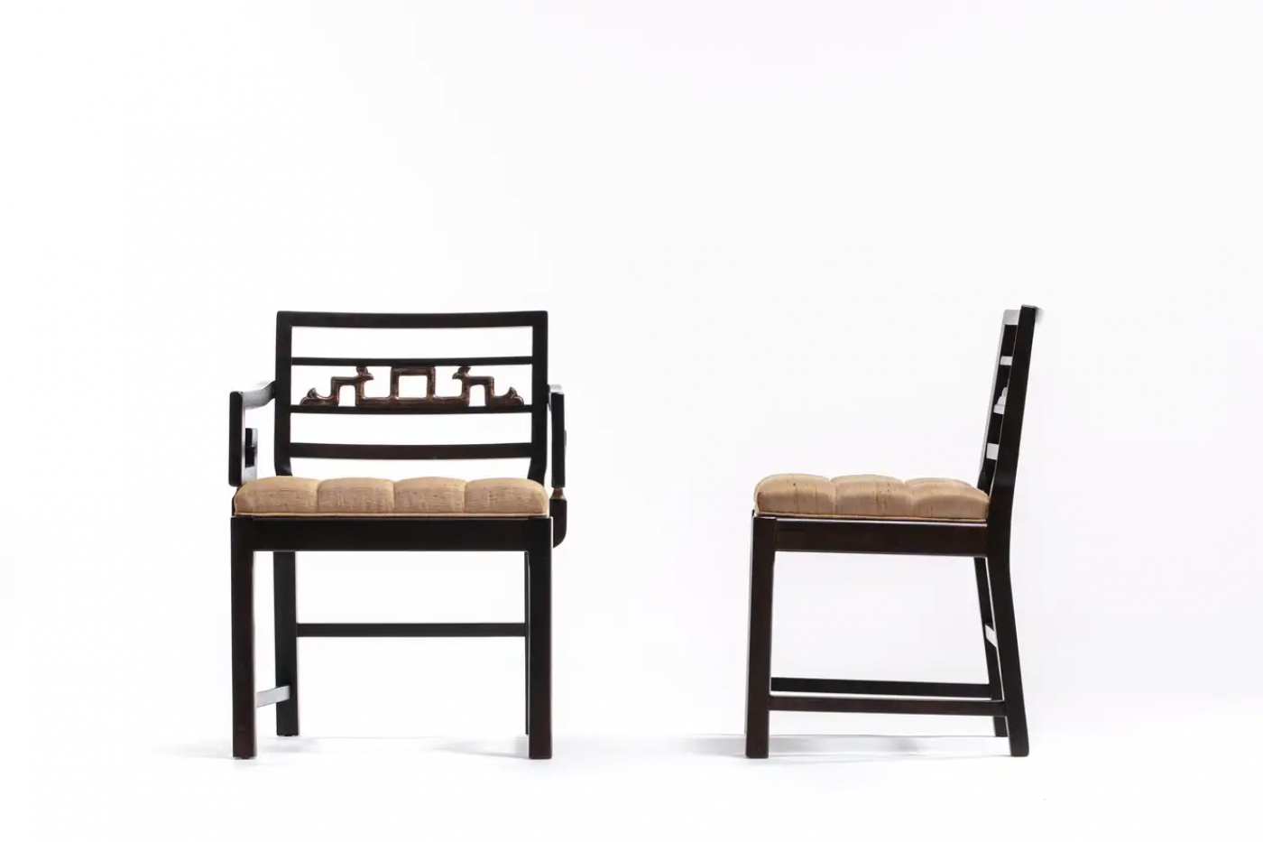 Baker Furniture Company Large Set of Ten Baker Black & Gold Mahogany