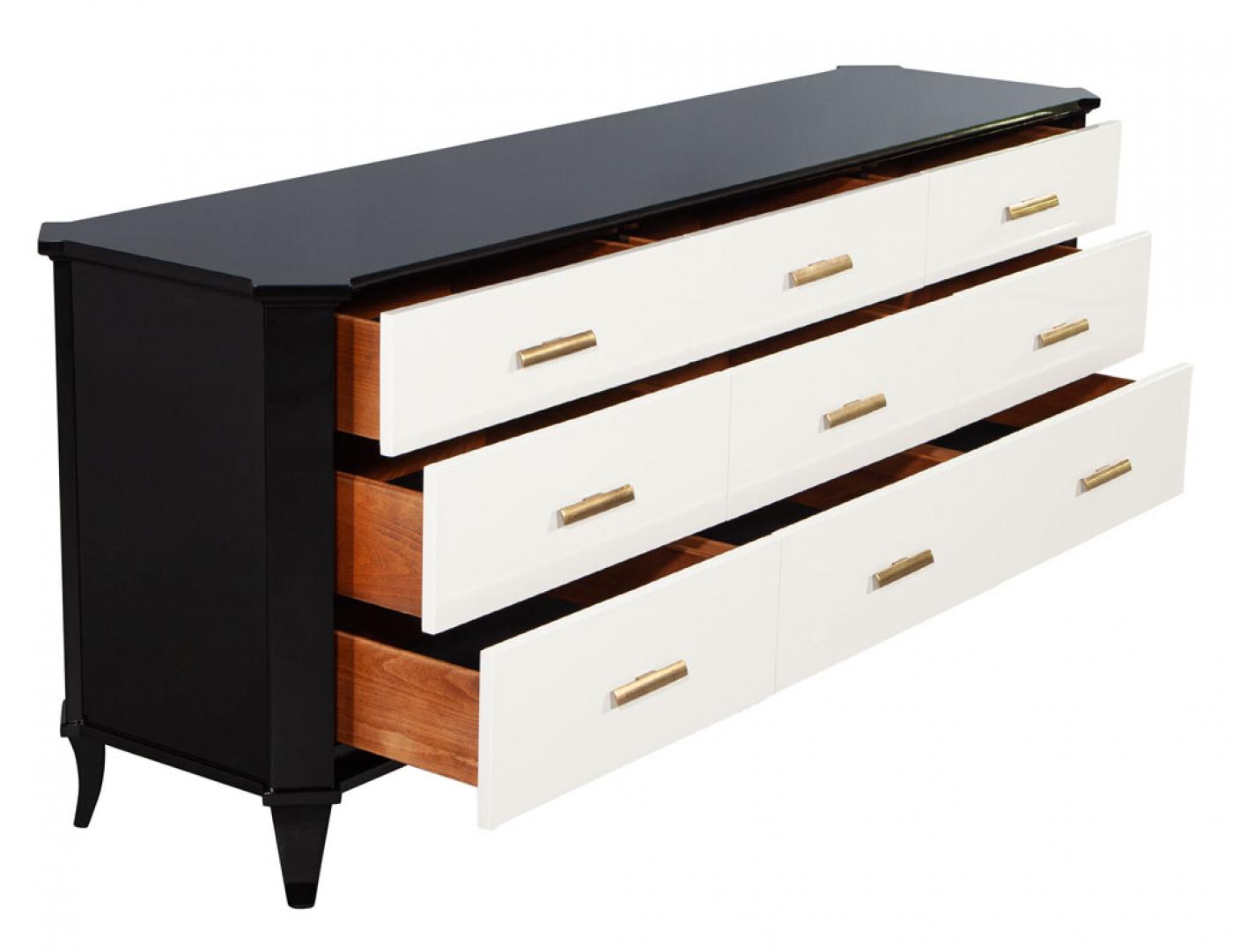Baker Furniture Company Polished Black Lacquered Sideboard by Baker