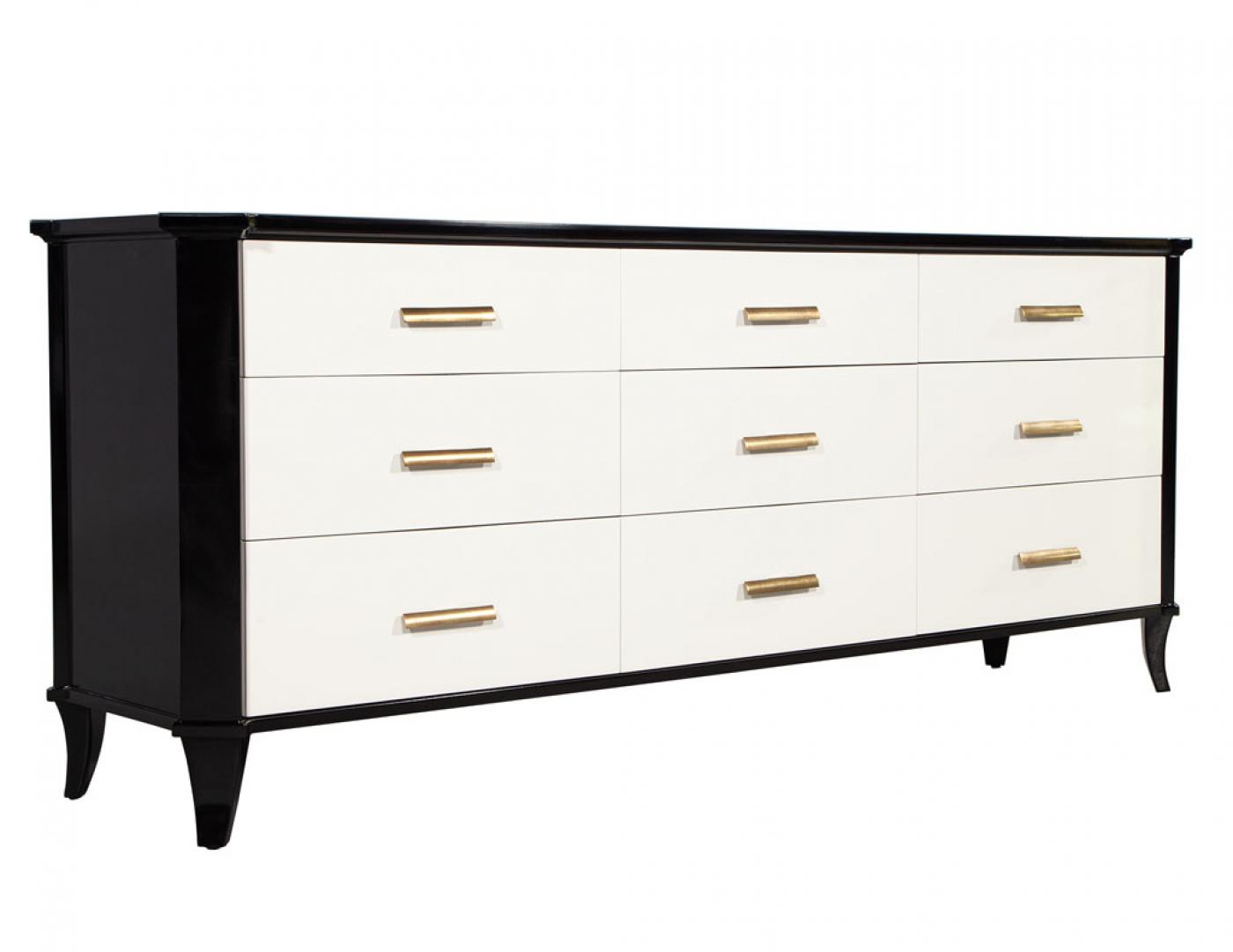 Baker Furniture Company Polished Black Lacquered Sideboard by Baker