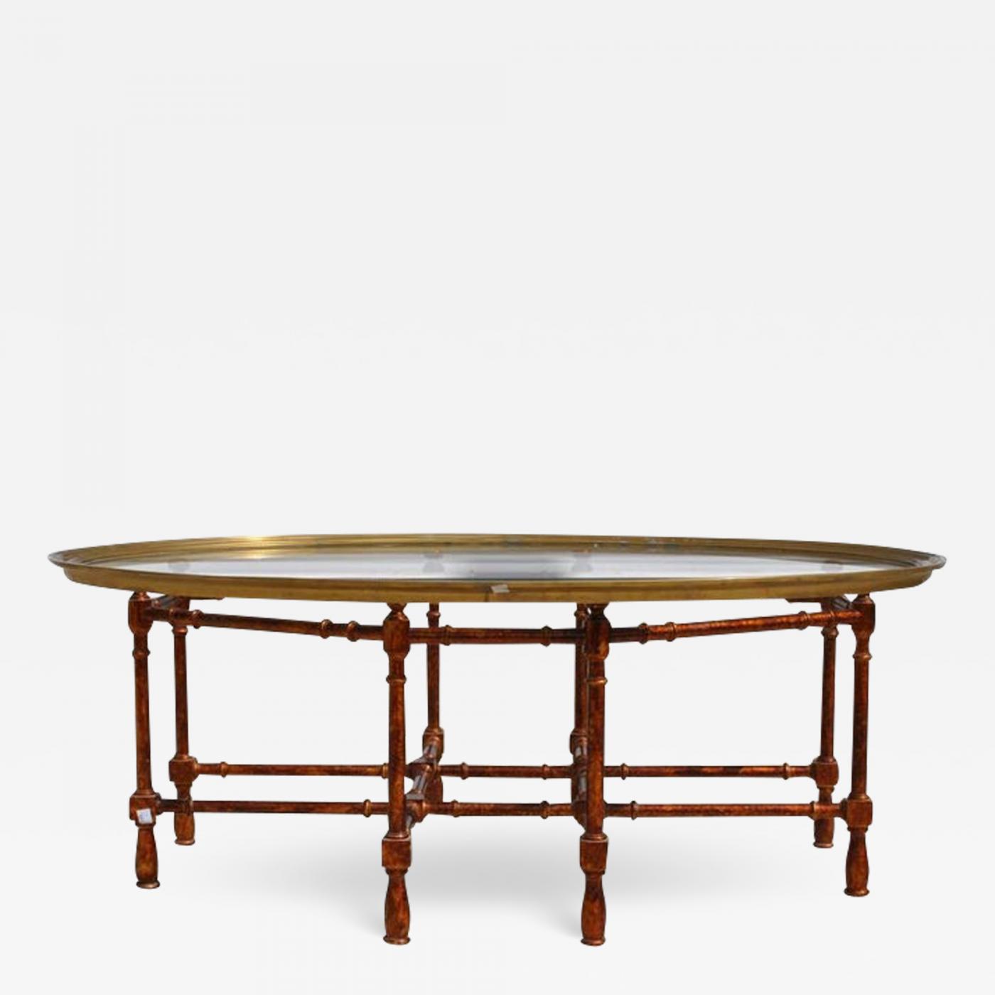 Baker Furniture Company - Vintage Midcentury Baker Faux Bamboo Brass Coffee  Table
