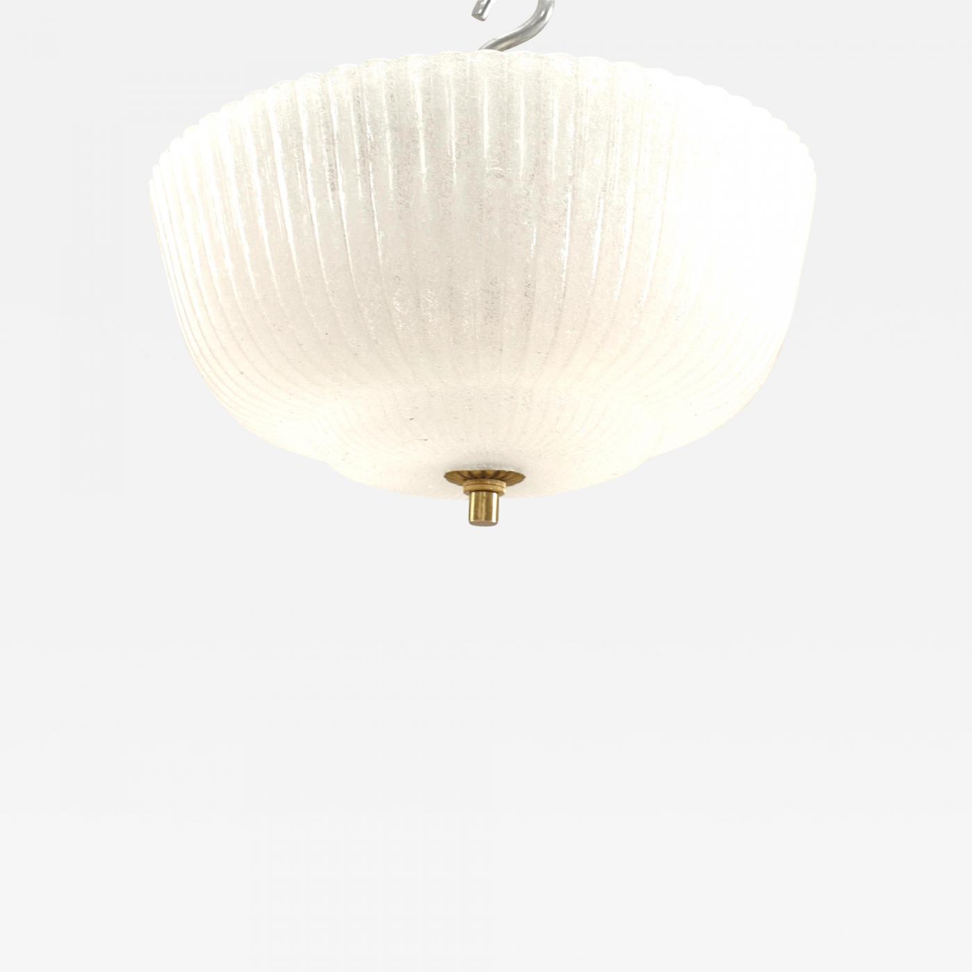 Barovier E Toso Italian 1950s Murano Fluted Ceiling Fixture