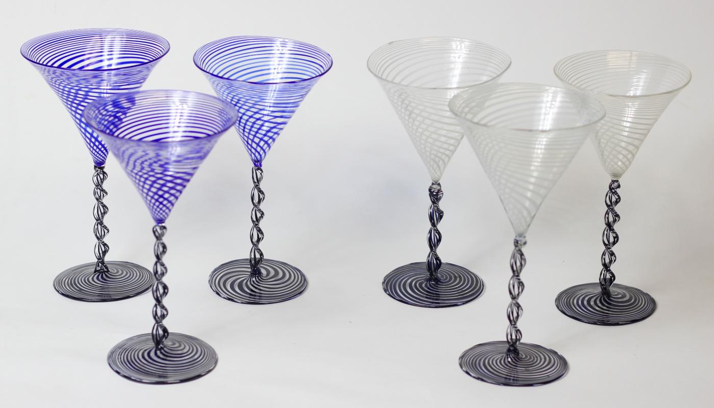 Bimini Glass Bimini Glass Set of Six Martini Glasses by Fritz Lampi