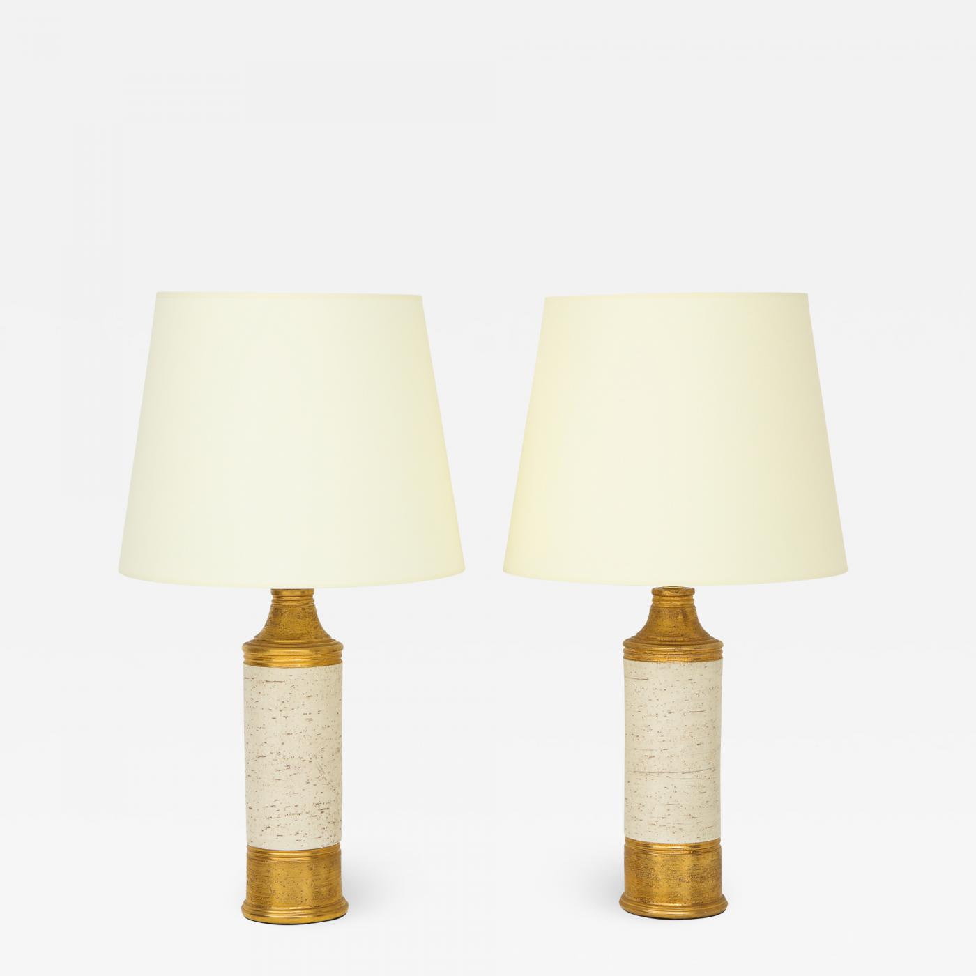 Bitossi Pair Of Birch Tree Gold Ceramic Lamps