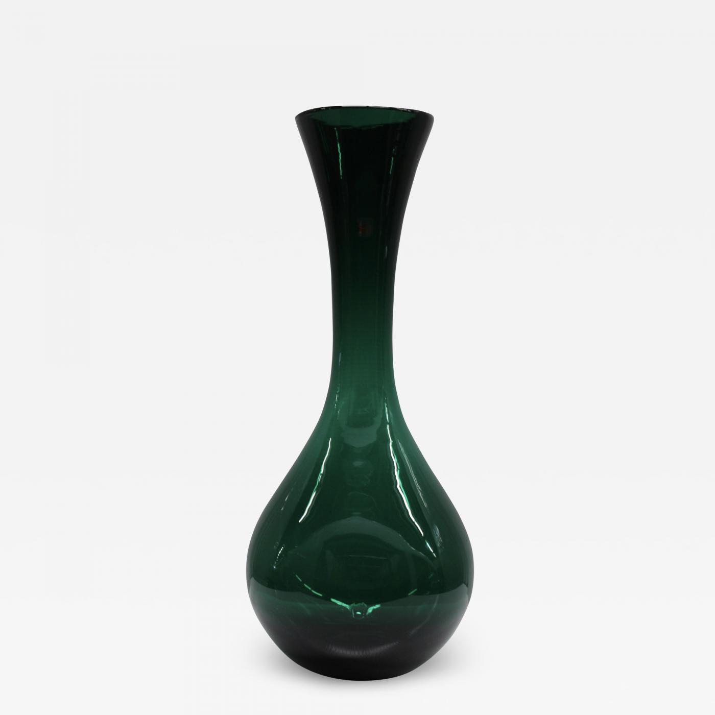 Blenko Glass Co - Large Green Glass Vase By Blenko